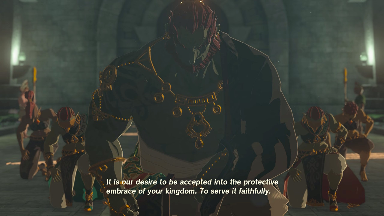 Ganondorf and his guards in the Hyrule throne room.jpg