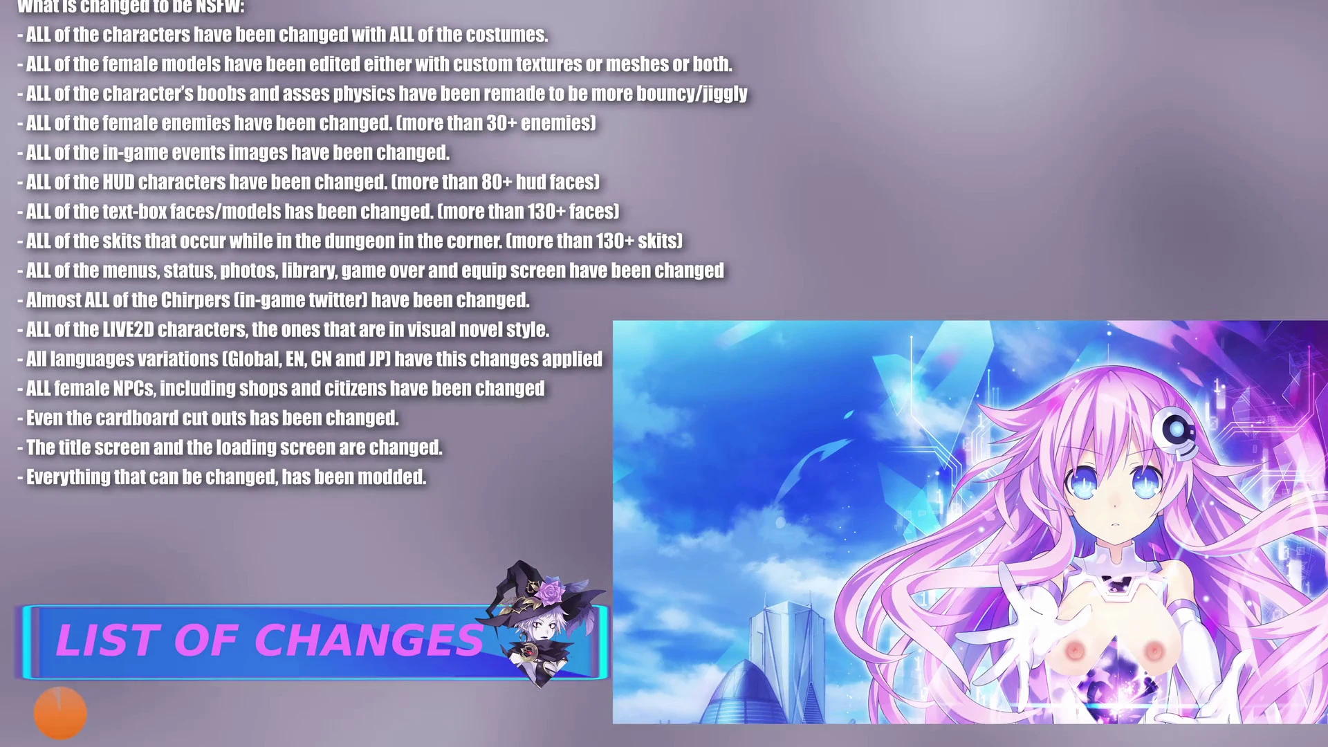 List of changes - Nep SvS modpack