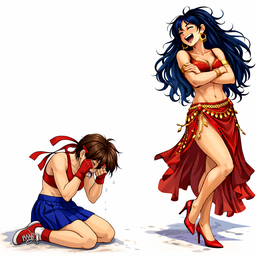 Sakura crying like a weak bitch after taking an ass kicking from the belly dancer