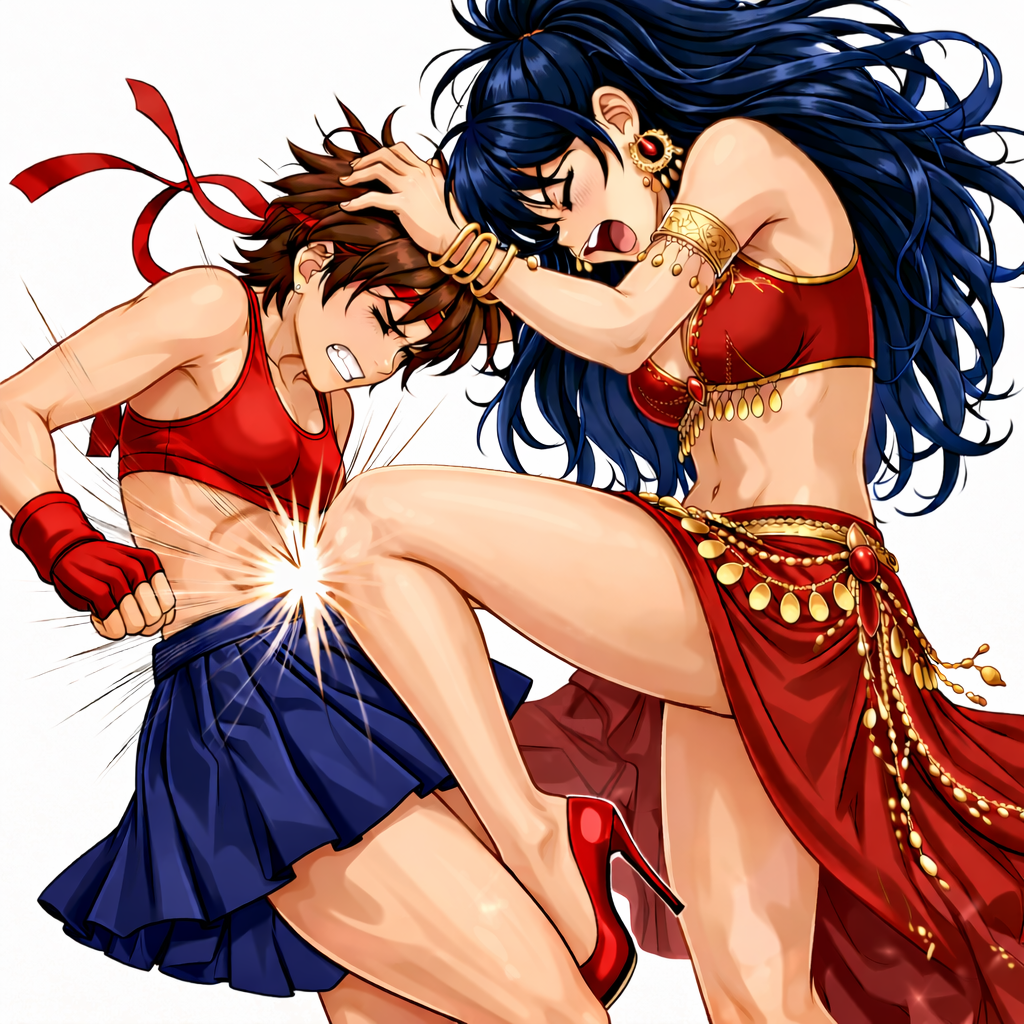 Sakura getting kneed by belly dancer