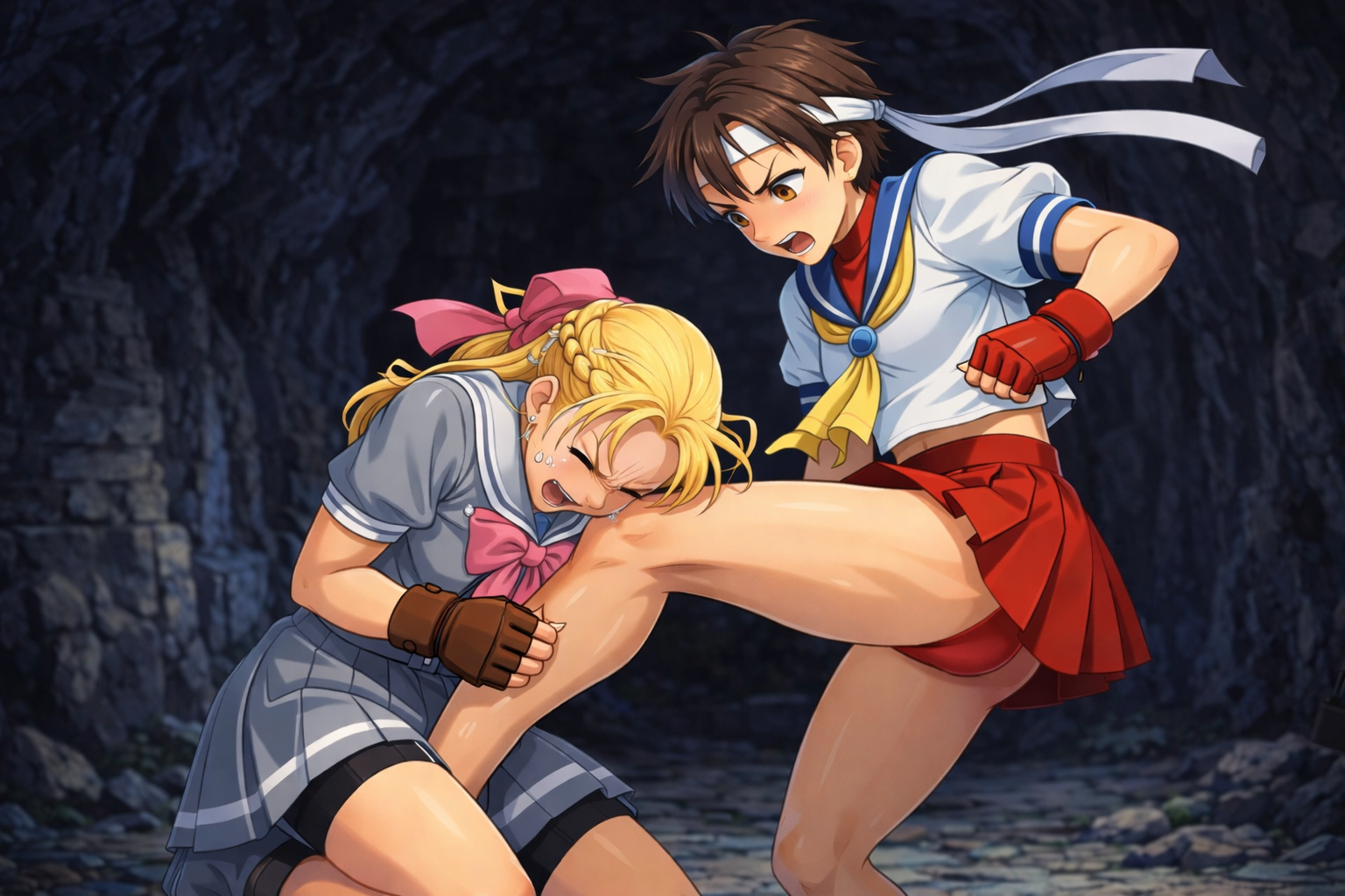 Sakura kicking Karin